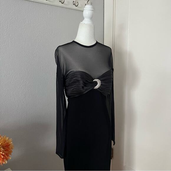 Vintage Cache Black Mesh Moon Embellished Gown - Picture 2 of 10